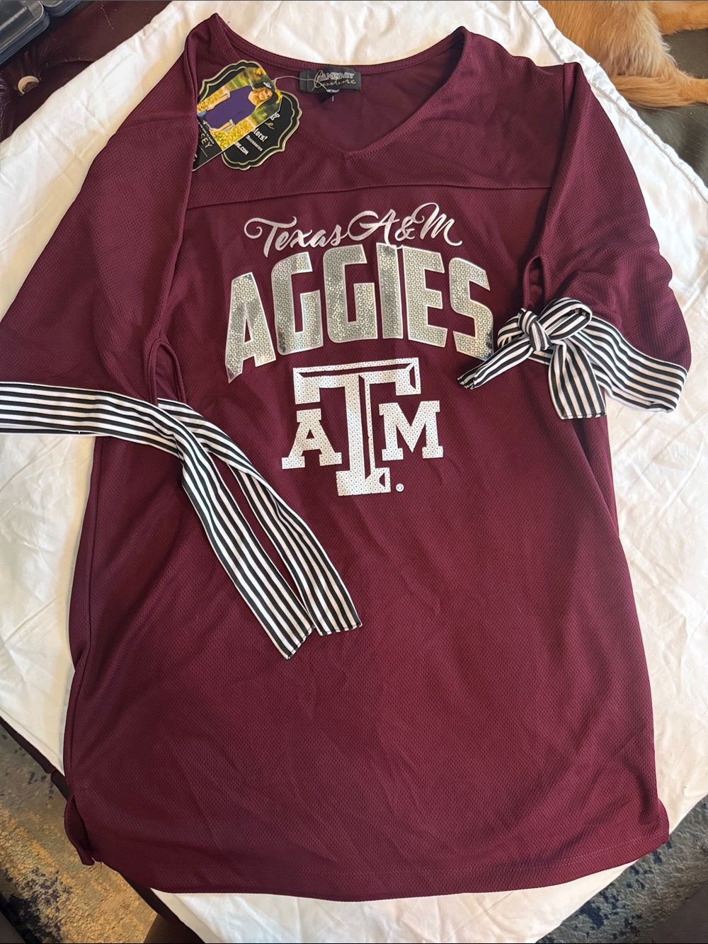 Texas A&M Maroon Aggies Tie-Sleeve Jersey Top